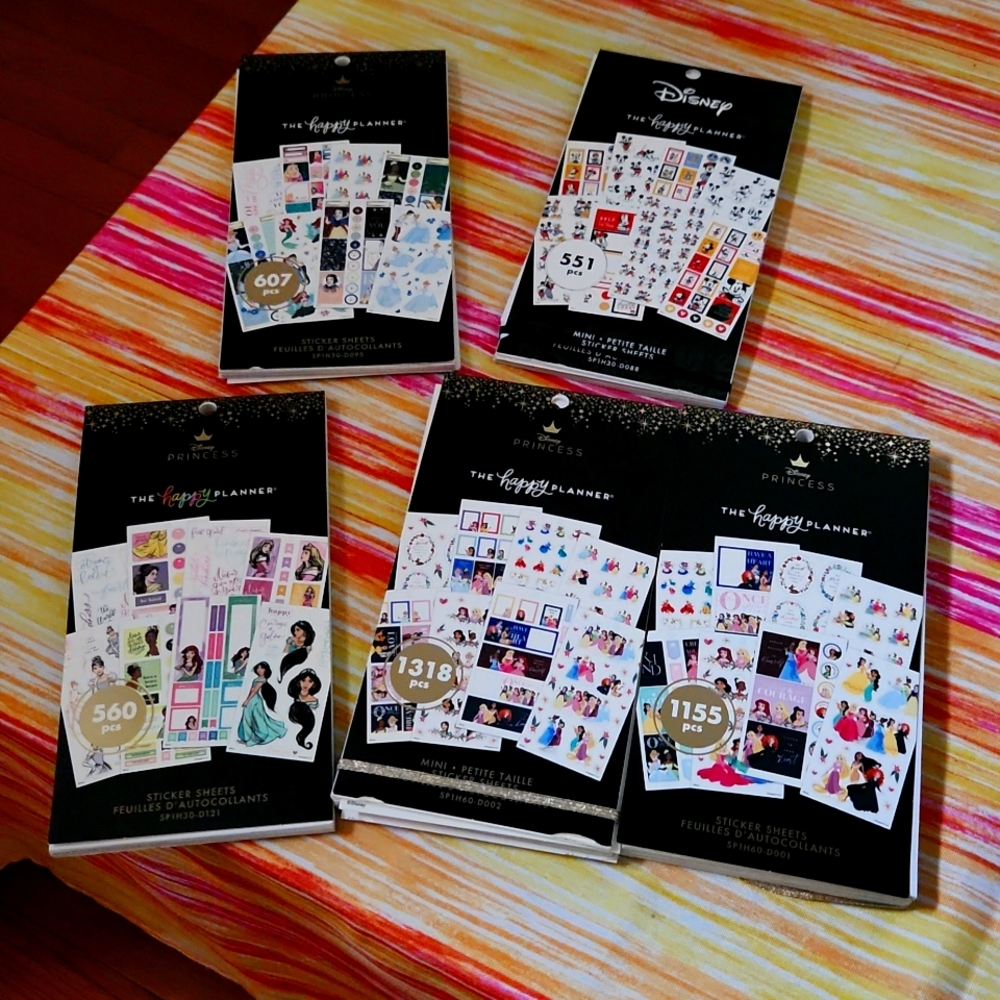 4 princess +1 mickey HAPPY PLANNER STICKERS